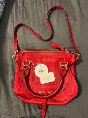 Calfskin Medium Marcie Satchel Red